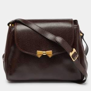 Nina Ricci Brown Leather Flap Shoulder Bag