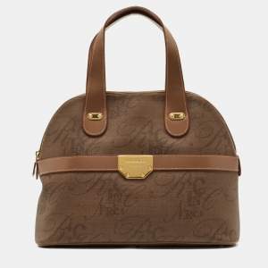 Nina Ricci Beige Printed Coated Canvas Dome Satchel
