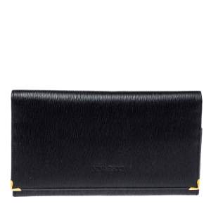 Nina Ricci Black Leather Flap Continental Wallet