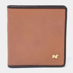 Nina Ricci Two Tone Brown Leather Bifold Compact Wallet