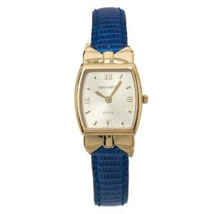 Pre Owned Nina Ricci Royal Blue Leather Gold Plated Women's Wristwatch 19mm