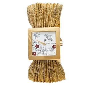 Nina Ricci Silver Gold Plated Stainless Steel NO19.42 Women's Wristwatch 24 mm