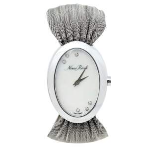Pre Owned Nina Ricci Mother Of Pearl Stainless Steel Pleated Mesh N035.13 Women's Wristwatch 25 mm