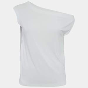 Pre Owned Norma Kamali White Jersey Drop-Shoulder Top XS
