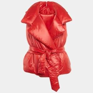 مملوكة مسبقًا Norma Kamali Red Nylon Sleeveless Sleeping Bag Vest M/L