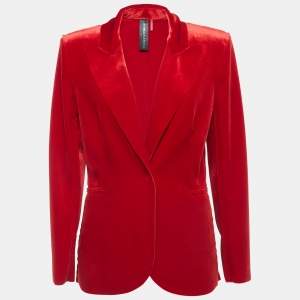 Norma Kamali Red Velvet Single Breasted Blazer M