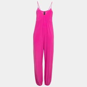 Norma Kamali Pink Lycra Slip Jog Jumpsuit L