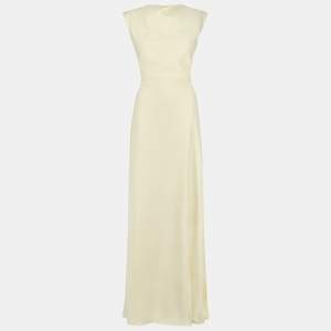 مملوكة مسبقًا Oddmuse Butter Cream Crepe The Ultimate Muse Drape Maxi Dress XS