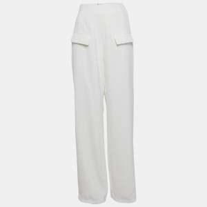 Pre Owned Oddmuse White Crepe High-Rise Wide Leg Trousers S