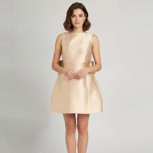 Pre Owned Oddmuse Gold Gabardine Ultimate Muse Bow Mini Dress S