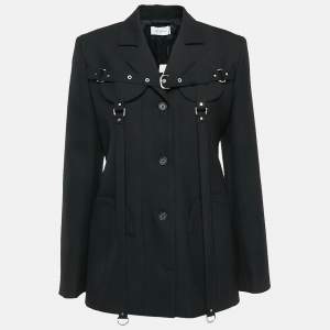 Off-White Black Wool Blend Cargo Round Pocket Detail Jacket M