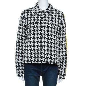 Off-White Monochrome Wool Blend Houndstooth Jacket M