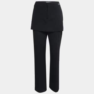 Off-White Black Crepe Skirt Panel Tailored Trousers L