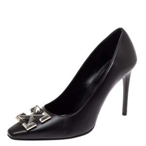 Pre Owned Off-White Black Leather Arrow Embellished Pumps Size 41