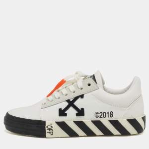 Pre Owned Off-White White Canvas Oversized Low Top Sneakers Size 36