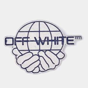 Off-White Silver Tone World Pin Brooch