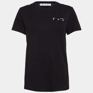 Off-White Black Liquid Melt Arrow Logo Cotton T-Shirt S