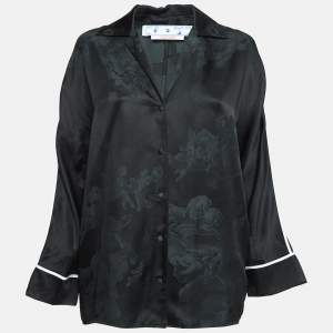 Off-White Seasonal Black Satin Jacquard Shirt M