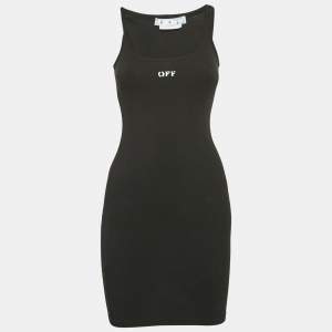 Off-White Black Logo Print Rib Knit Tank Dress XS