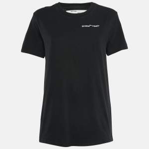 Off-White Black Logo Embroidered Jersey Crew Neck T-Shirt S