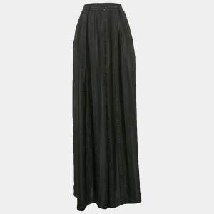 Off-White Black Logo Stripe Satin Flared Trousers M