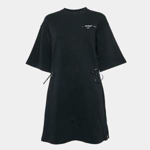 Off-White Black Puzzle Arrow Print Cotton Knit Mini Dress S