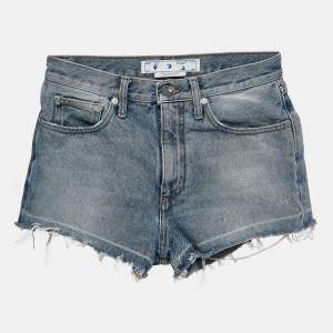 Off-White Blue Denim Raw Edge Shorts S Waist 26"