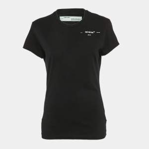 Off-White Black Print Cotton Jersey Crew Neck T-Shirt S