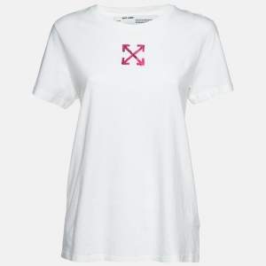 Off-White White/Pink Arrow Print Jersey Crewneck T-Shirt M 