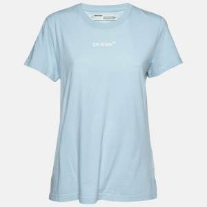Off-White Blue Printed Jersey Crewneck T-Shirt M