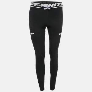 Off-White Black Print Stretch Knit Active Leggings S/M