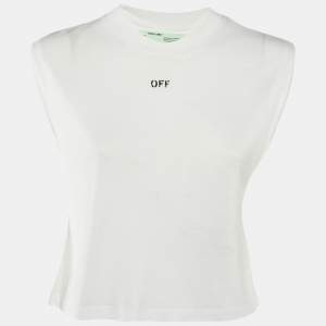 Off-White White Printed Lyocell Blend Sleeveless Crew Neck T-Shirt XXS