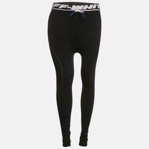 Off-White Black Jersey Drawstring Active Leggings L