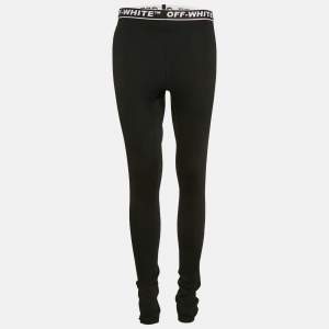 Off-White Black Logo Waistband Jersey Active Leggings L