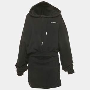 Off-White Black Cotton Knit Hooded Mini Dress M