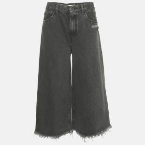 Pre Owned Off-White Black Faded Denim Culottes Jeans M Waist 29"