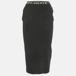 Pre Owned Off-White Black Jersey Logo Waist Band Skirt S 