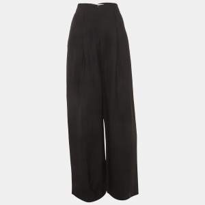 Pre Owned Off-White White Black Crepe Straight Leg Trousers M