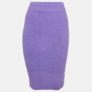 Pre Owned Off-White Lilac Faux Mohair Mini Skirt M