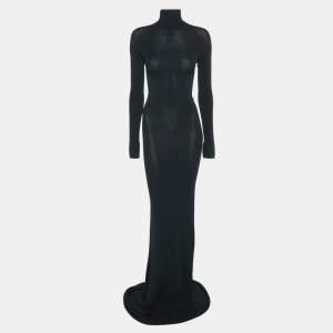 Pre Owned Off-White Blue Stretch Crepe Bodycon Dress M