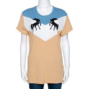 Off-White Tricolor Cotton Twisting Horses T Shirt L