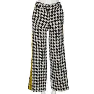 Off-White Monochrome Houndstooth Jacquard Wool Logo Trimmed Pants S