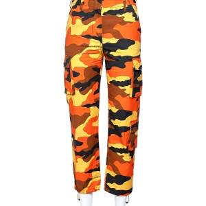 Off-White Orange Camouflage Printed Cotton Cargo Pants M