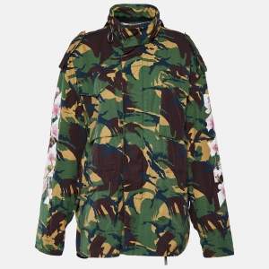 Pre Owned Off-White Green Camo Cherry Blossom Ripstop Cotton Jacket M
