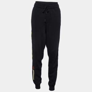Off-White Black Cotton Knit Logo Tape Track Pants S