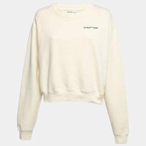 Off-White Cream Cotton Embroidered Sweatshirt M