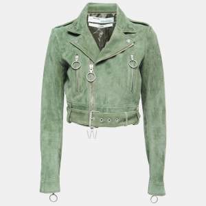 Off-White Green Suede Biker Jacket M