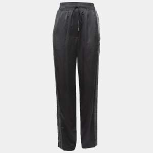 Off-White Black Synthetic Logo Side Stripe Detail Track Pants S