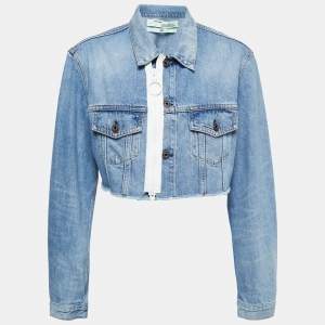 Off-White Blue Denim Zipper Detail Cropped Jacket M