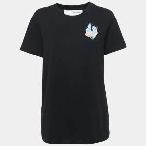 Off-White Black Cotton Woman Print T-Shirt M